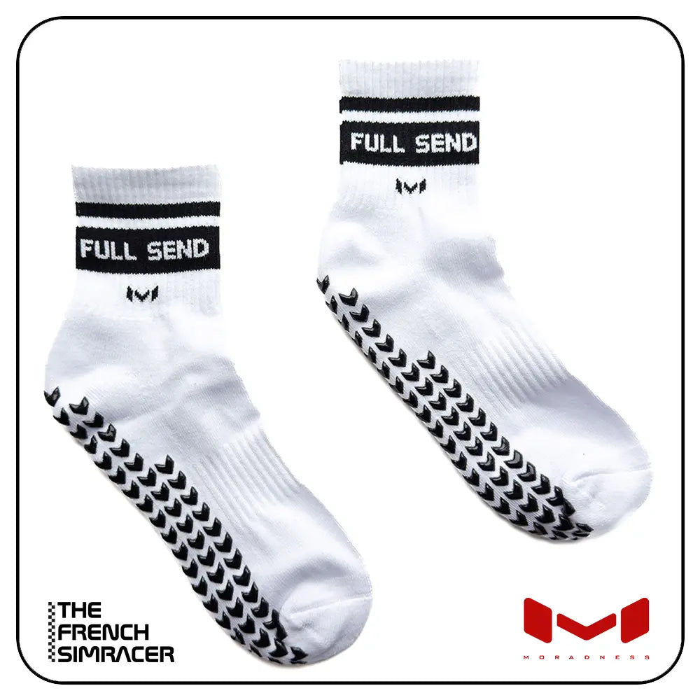 Full Send White Socks by Moradness - The French Simracer