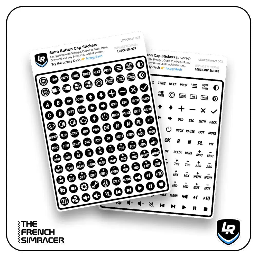 Lovely Sim Racing 8mm Button Cap Sticker Bundle (2025) - The French Simracer