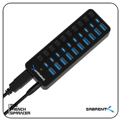 Sabrent 10-Port USB 3.0 Hub with Individual Power Switches (HB-BU10) - The French Simracer