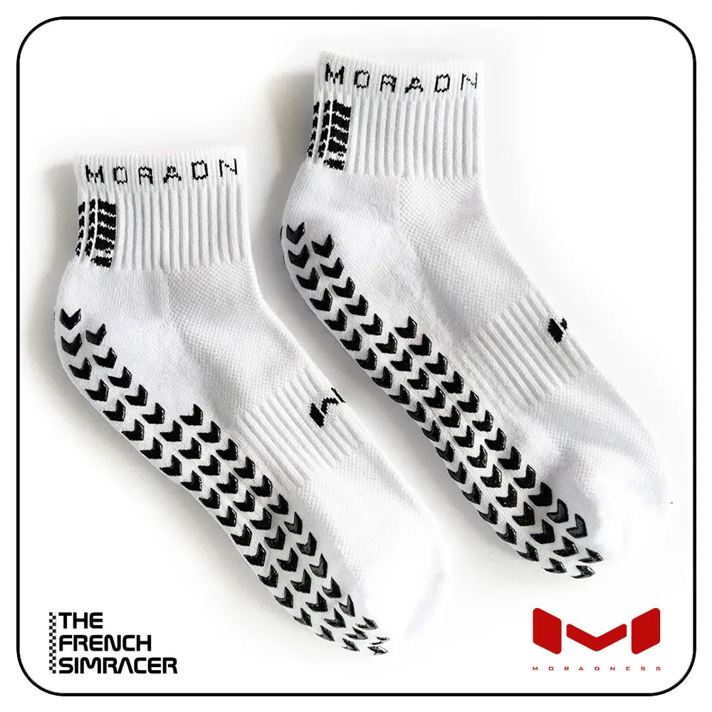 White Sim Racing Socks Ankle by Moradness - The French Simracer
