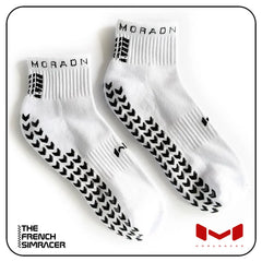 White Sim Racing Socks Ankle by Moradness - The French Simracer