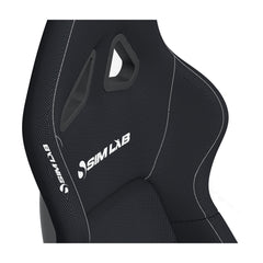 Sim-Lab S1 Sport GT bucket seat, black fabric, shoulder and harness opening detail