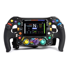 Volant simracing Sim-Lab Mercedes-AMG PETRONAS Formula One Team (2024) – vue de face, écran allumé