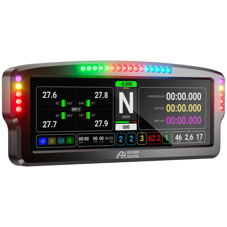 Ascher Racing 8" Dashboard touchscreen usable with racing gloves