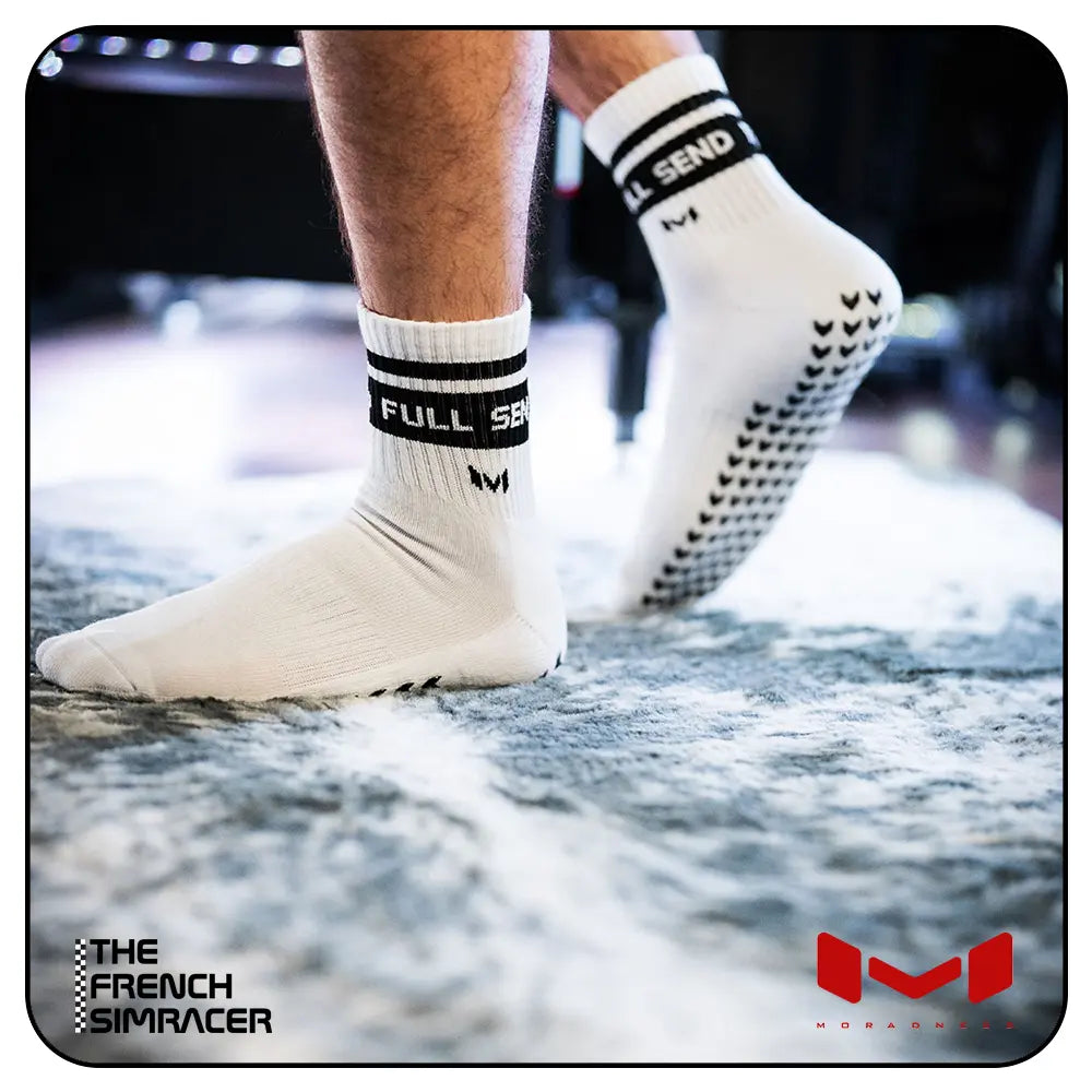 Full Send White Socks by Moradness - The French Simracer