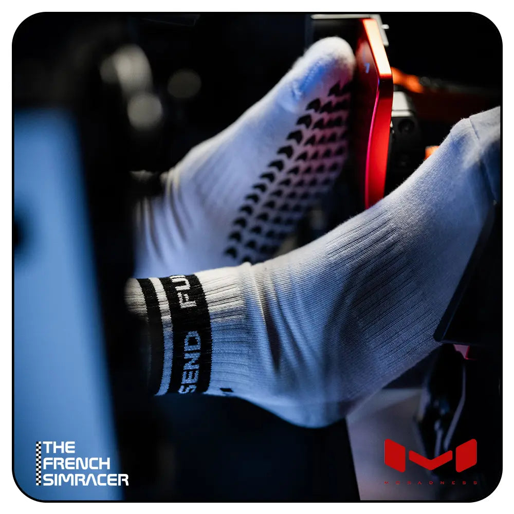 Full Send White Socks by Moradness - The French Simracer