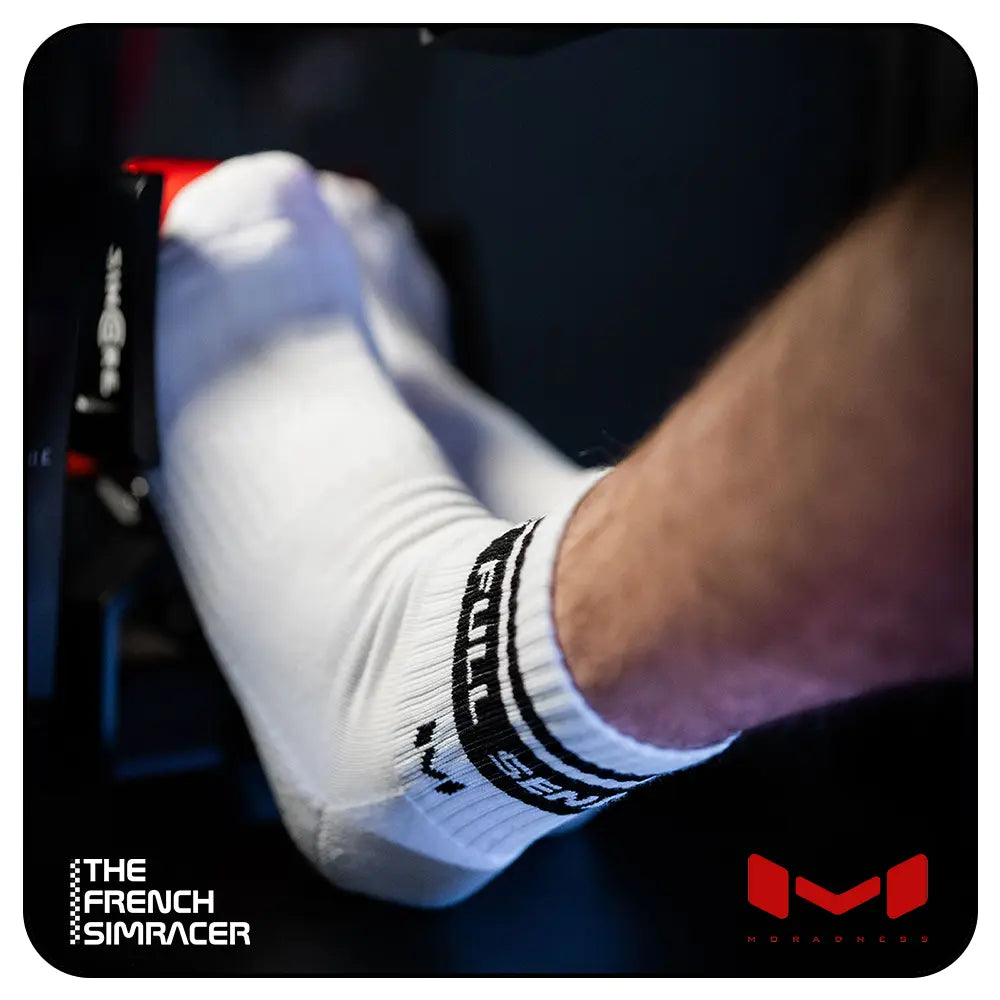 Full Send White Socks by Moradness - The French Simracer