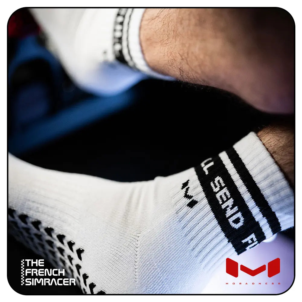 Full Send White Socks by Moradness - The French Simracer