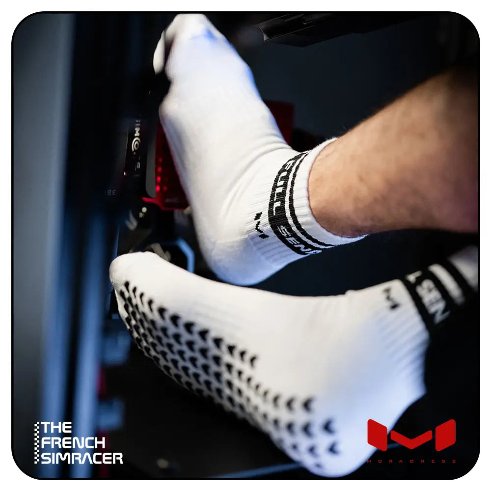 Full Send White Socks by Moradness - The French Simracer