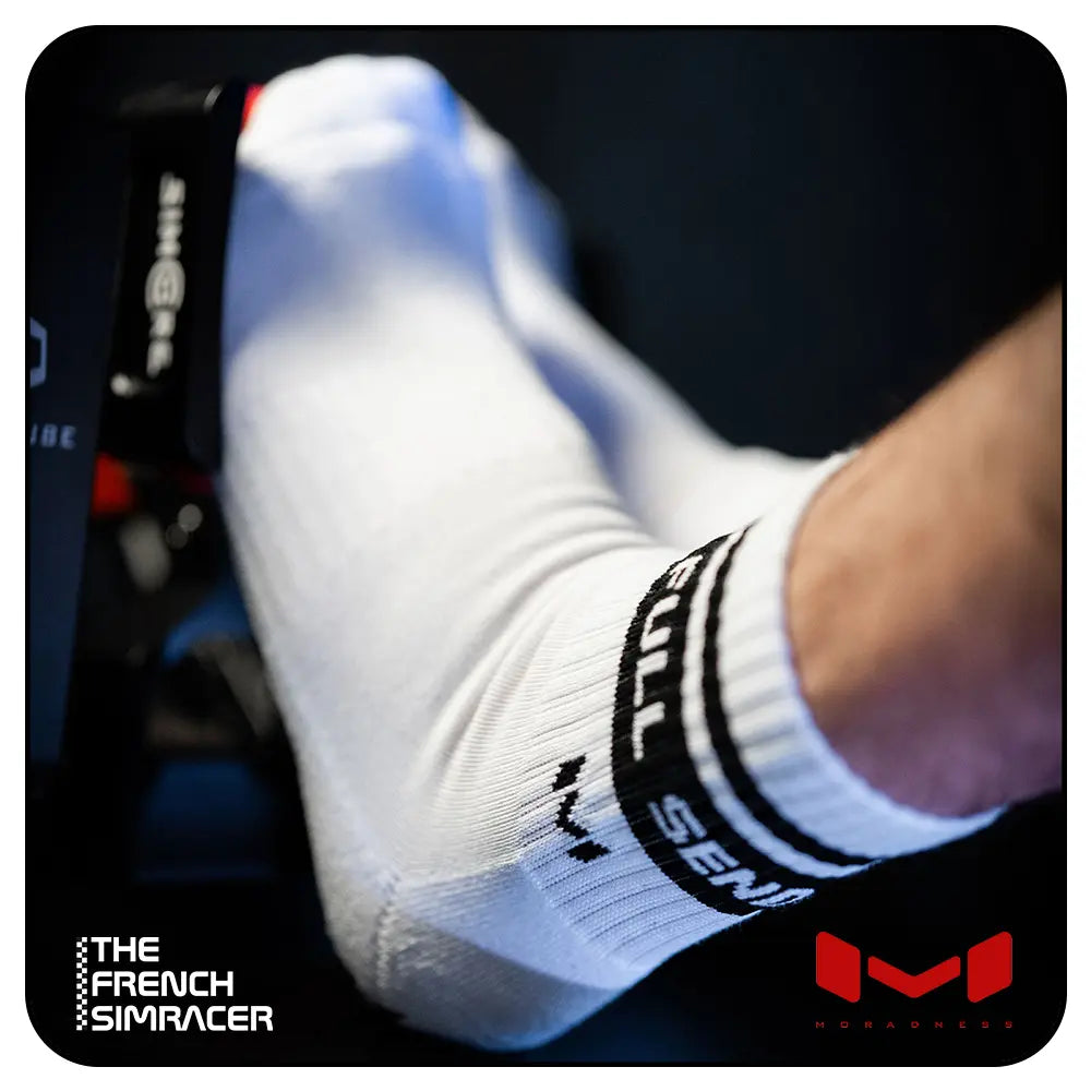 Full Send White Socks by Moradness - The French Simracer