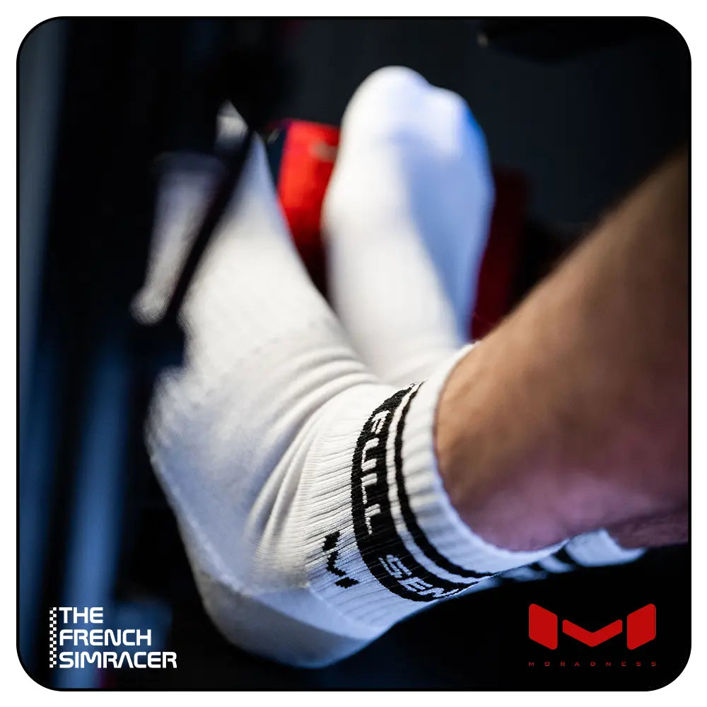 Full Send White Socks by Moradness - The French Simracer