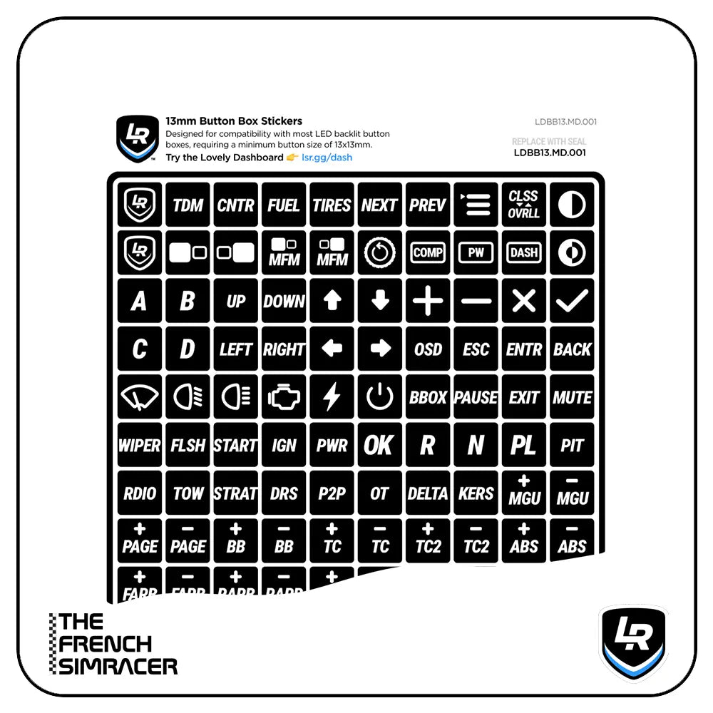 Lovely Sim Racing 13mm Button Box Stickers - The French Simracer
