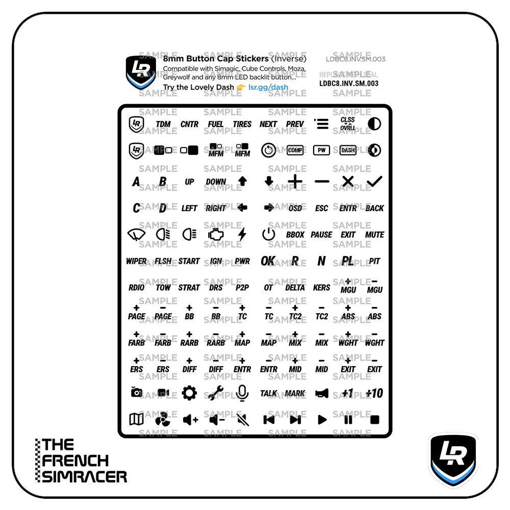 Lovely Sim Racing 8mm Inverse Button Cap Stickers (2025) - The French Simracer