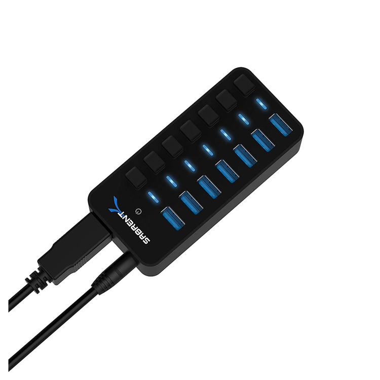 Sabrent 7-Port USB 3.0 Hub with Individual Power Switches (HB-BUP7) - The French Simracer
