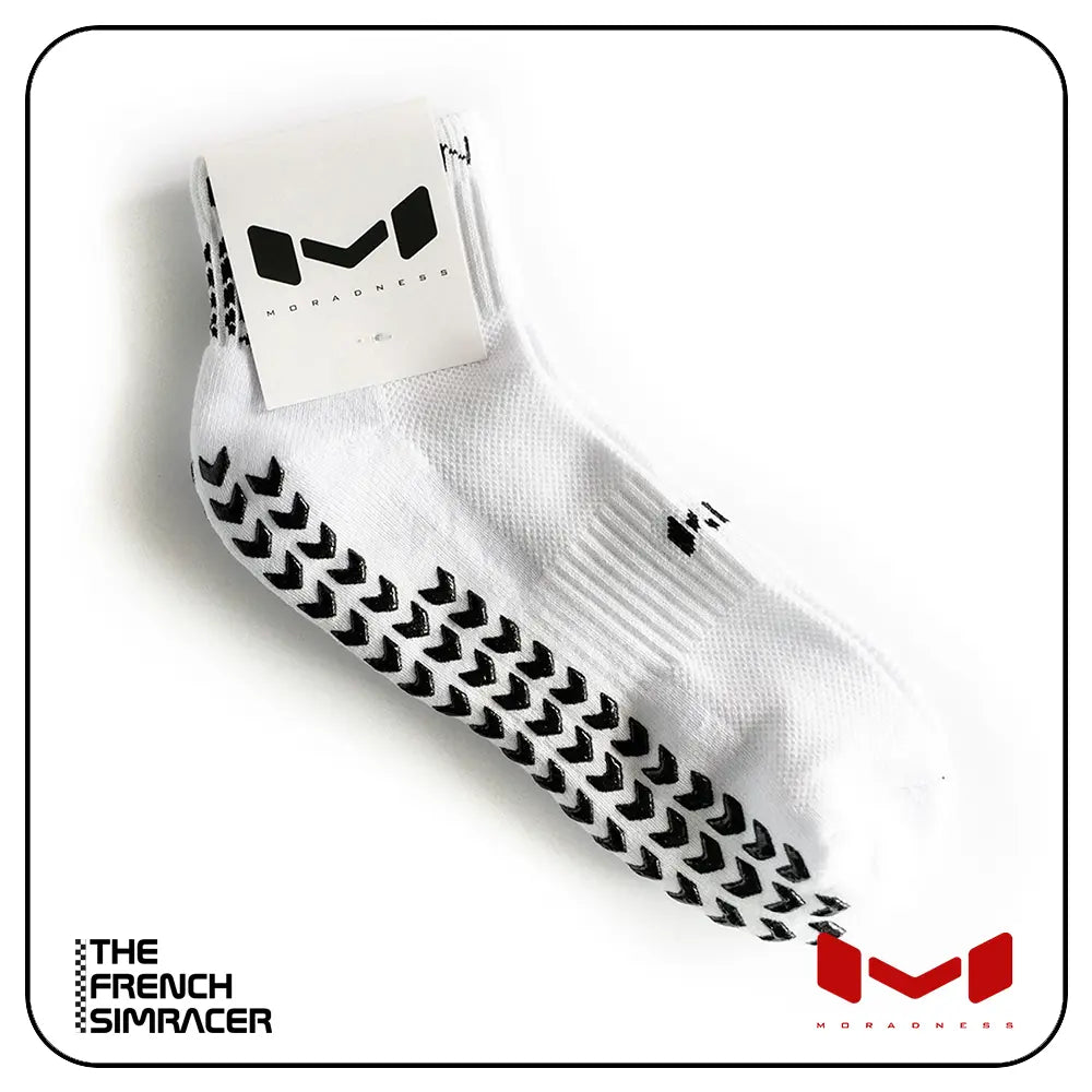 White Sim Racing Socks Ankle by Moradness - The French Simracer