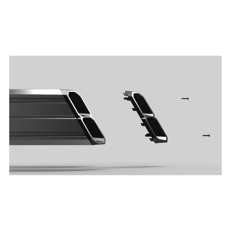 Cockpit Res-Tech Smart – détail des profilés aluminium et embouts ABS